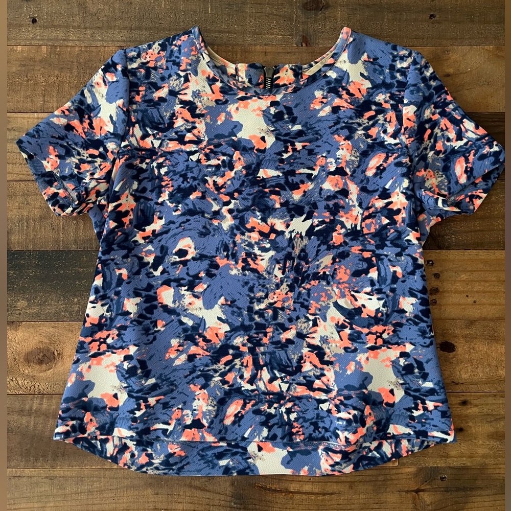 Anthropologie Abstract Print Short Sleeve Top
